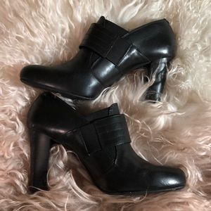 Black Cow Leather Cut Booties (NWOT)
